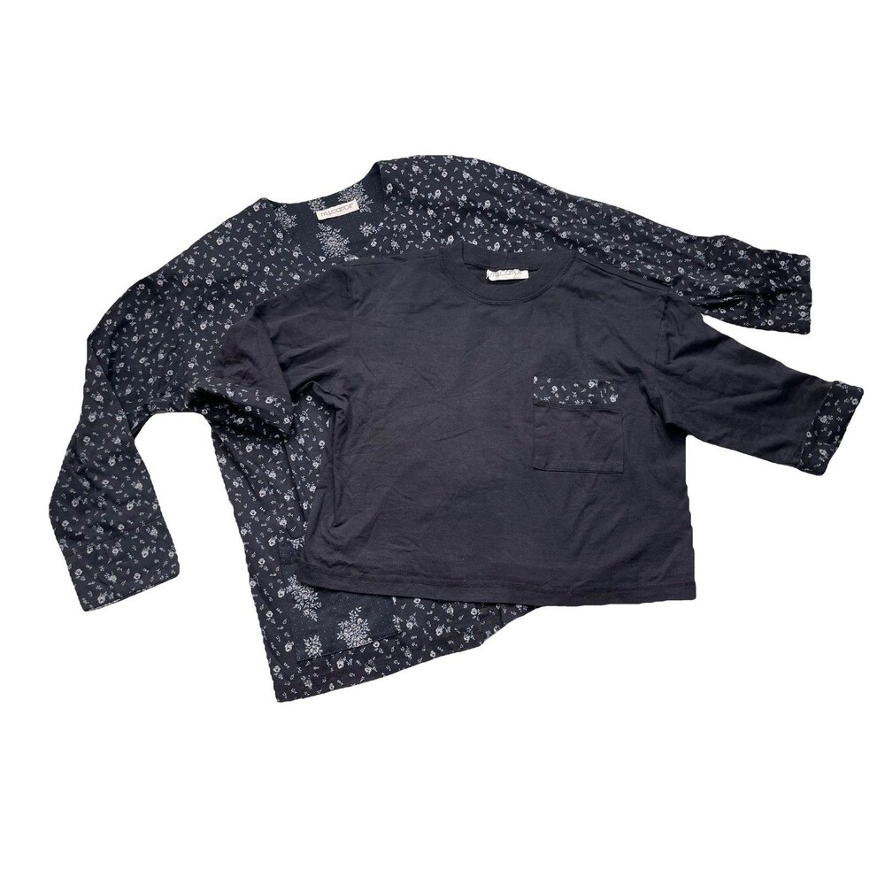 VTG MJ Carroll 2pc Set Women’s Medium Floral Knit Cardigan & Shirt Granny Core